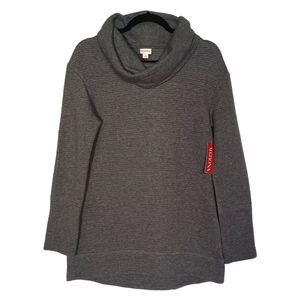 MERONA Gray Ribbed Cowl Neck Long Sleeves Pull Over Sweater Top Small NWT